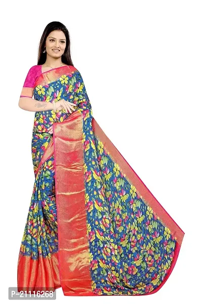 Lovly Women's Printed Moss Chiffon Beautiful Ethinic Wear Saree With Unstiched Blouse Piece (A_V_M_16062069-Turquoise)