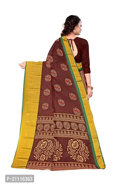 Lovly Women's Printed Moss Chiffon Beautiful Ethinic Wear Saree With Unstiched Blouse Piece (A_V_M_16062040-Coffee)-thumb4