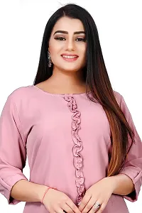 Lovly Women's Solid Important Georgette 3/4 Sleeve Collar Neck Designer Top (A_V_M_P_54698)-thumb1