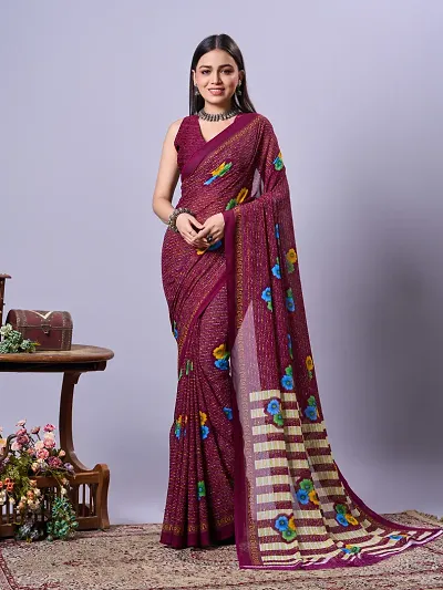 Hot Selling Georgette Saree with Blouse piece 