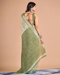 Fancy Cotton Linen Saree With Blouse Piece For Women-thumb1
