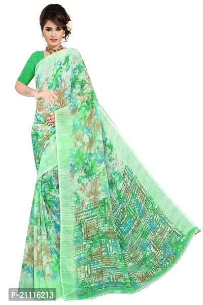 Lovly Women's Printed Weightless Fabric Beautiful Ethinic Wear Saree With Unstiched Blouse Piece (A_V_M_16062114-LightGreen)-thumb0