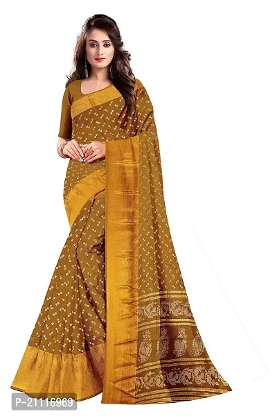 Lovly Women's Foil Print Moss Chiffon Beautiful Ethinic Wear Saree With Unstiched Blouse Piece (A_V_M_16062099-LightBrown)-thumb2