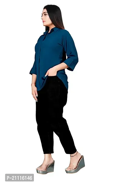 Lovly Women's Solid Important Georgette 3/4 Sleeve Collar Neck Designer Top (A_V_M_P_54698)-thumb4