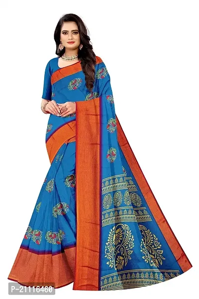 Lovly Women's Printed Moss Chiffon Beautiful Ethinic Wear Saree With Unstiched Blouse Piece (A_V_M_16062046-Turquoise)