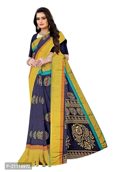 Lovly Women's Printed Moss Chiffon Beautiful Ethinic Wear Saree With Unstiched Blouse Piece (A_V_M_16062039-Blue)-thumb3