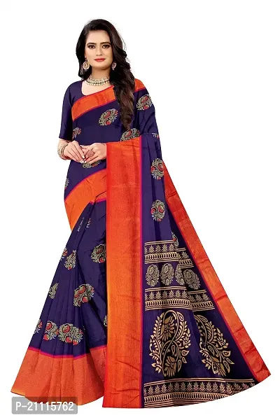 Lovly Women's Printed Moss Chiffon Beautiful Ethinic Wear Saree With Unstiched Blouse Piece (A_V_M_16062043-NavyBlue)-thumb0