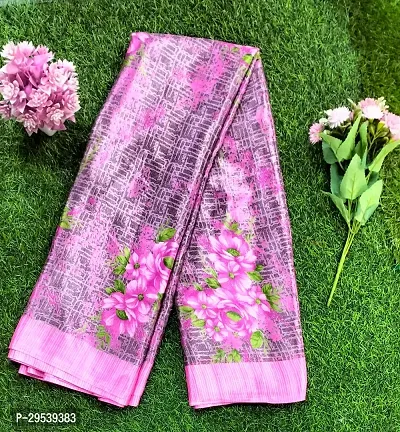 Beautiful Crepe Digital Print Women Saree with Running Blouse