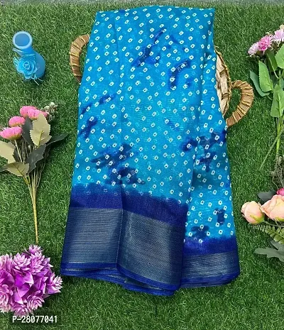 Fancy Cotton Blend Saree With Blouse Piece For Women