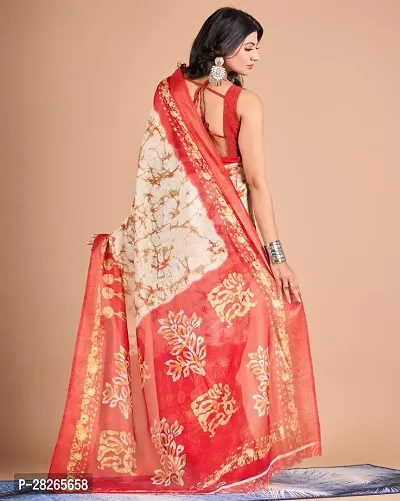 Fancy Cotton Linen Saree With Blouse Piece For Women-thumb2