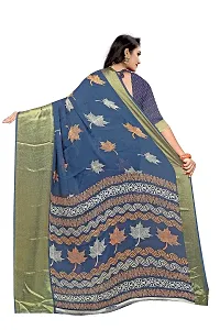 Lovly Women's Printed Moss Chiffon Beautiful Ethinic Wear Saree With Unstiched Blouse Piece (A_V_M_16062097-DarkBlue)-thumb2