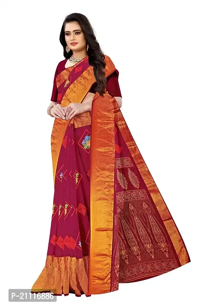 Lovly Women's Printed Moss Chiffon Beautiful Ethinic Wear Saree With Unstiched Blouse Piece (A_V_M_16062030-Wine)-thumb3