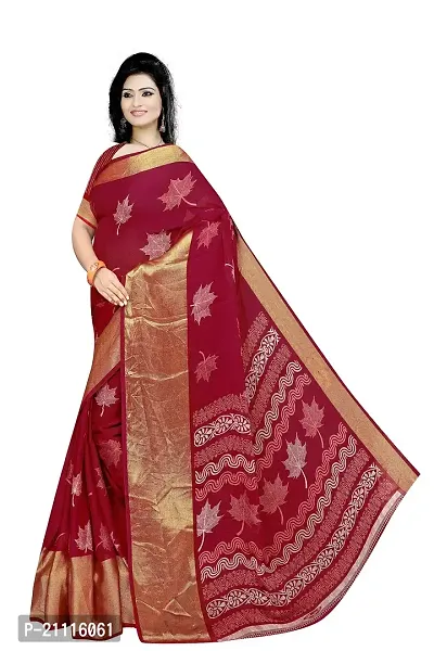 Lovly Women's Printed Moss Chiffon Beautiful Ethinic Wear Saree With Unstiched Blouse Piece (A_V_M_16062094-Wine)-thumb2