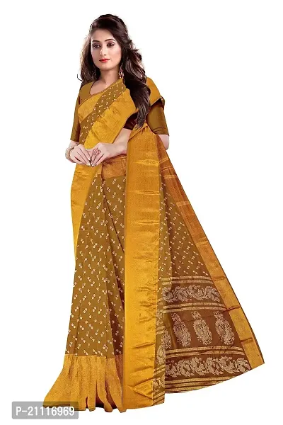 Lovly Women's Foil Print Moss Chiffon Beautiful Ethinic Wear Saree With Unstiched Blouse Piece (A_V_M_16062099-LightBrown)-thumb3