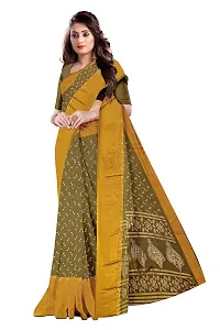 Lovly Women's Foil Print Moss Chiffon Beautiful Ethinic Wear Saree With Unstiched Blouse Piece (A_V_M_16062102-Mahendi)-thumb2