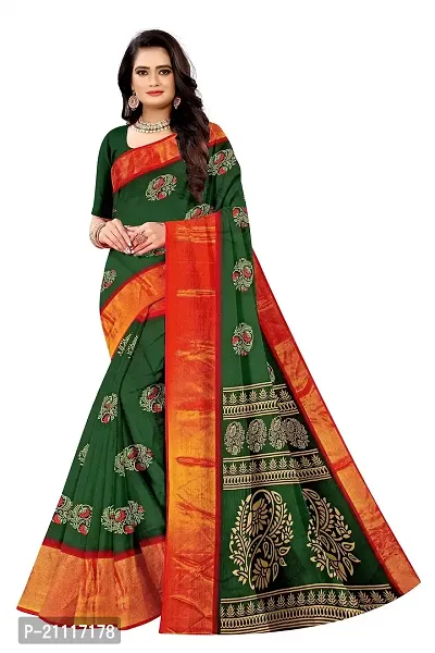 Lovly Women's Printed Moss Chiffon Beautiful Ethinic Wear Saree With Unstiched Blouse Piece (A_V_M_16062041-Green)-thumb0