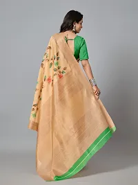 Stylish Peach Cotton Saree With Blouse Piece For Women-thumb1