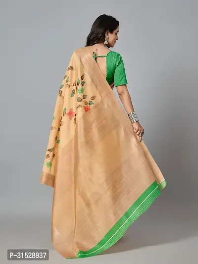 Stylish Peach Cotton Saree With Blouse Piece For Women-thumb2