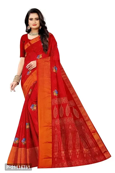 Lovly Women's Printed Moss Chiffon Beautiful Ethinic Wear Saree With Unstiched Blouse Piece (A_V_M_16062028-Red)