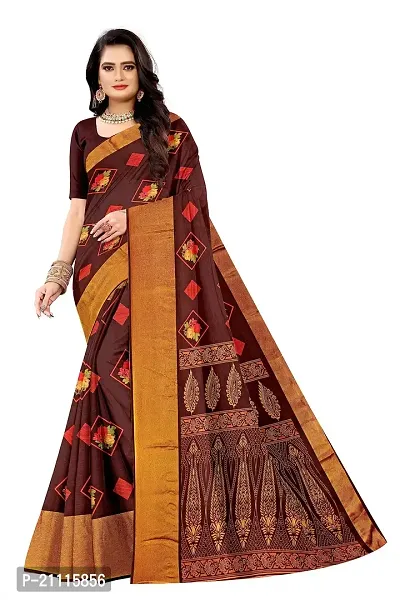 Lovly Women's Printed Moss Chiffon Beautiful Ethinic Wear Saree With Unstiched Blouse Piece (A_V_M_16062023-Coffee)