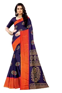 Lovly Women's Printed Moss Chiffon Beautiful Ethinic Wear Saree With Unstiched Blouse Piece (A_V_M_16062043-NavyBlue)-thumb1