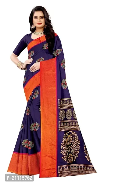 Lovly Women's Printed Moss Chiffon Beautiful Ethinic Wear Saree With Unstiched Blouse Piece (A_V_M_16062043-NavyBlue)-thumb2