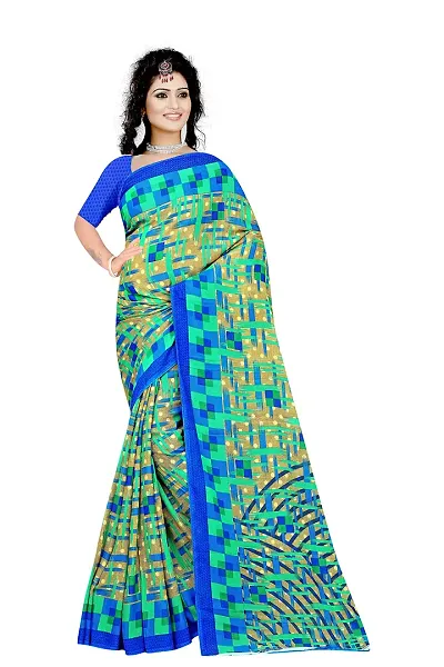 Lovly Women's Georgette Digital Prints Saree With Unstitched Blouse Piece - Festival | Party | Wedding (V-178)