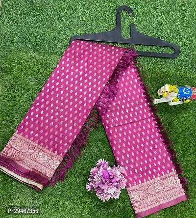 Stylish Silk Blend Magenta Jacquard Saree With Blouse Piece For Women