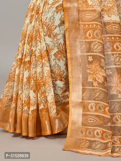 Stylish Mustard Cotton Saree With Blouse Piece For Women-thumb3