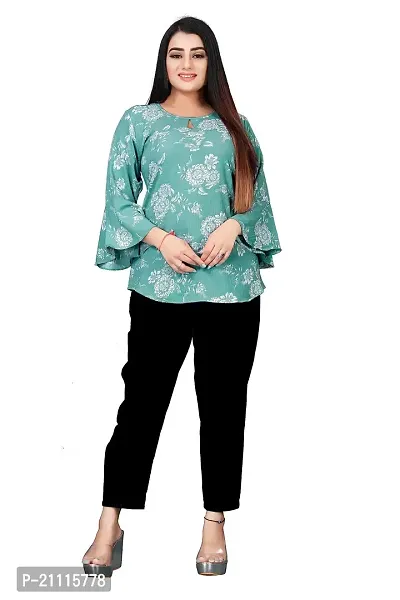 Lovly Women's Solid Important Georgette 3/4 Sleeve Collar Neck Designer Top (A_V_M_P_54698)