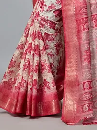 Stylish Pink Cotton Saree With Blouse Piece For Women-thumb2