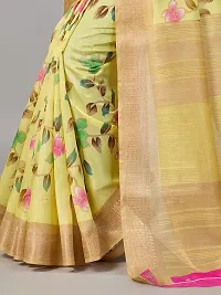 Stylish Yellow Cotton Saree With Blouse Piece For Women-thumb2