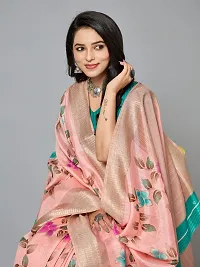 Stylish Pink Cotton Saree With Blouse Piece For Women-thumb3