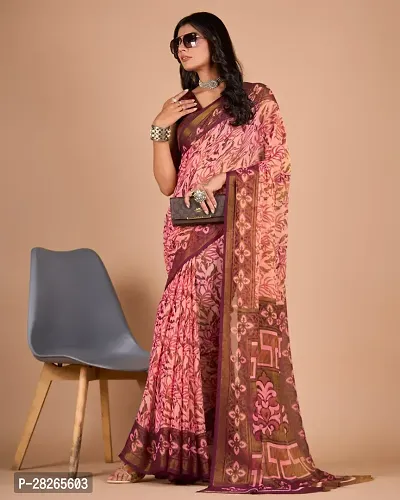 Fancy Brasso Saree With Blouse Piece For Women-thumb0