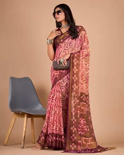 Best Selling Brasso Saree with Blouse piece 