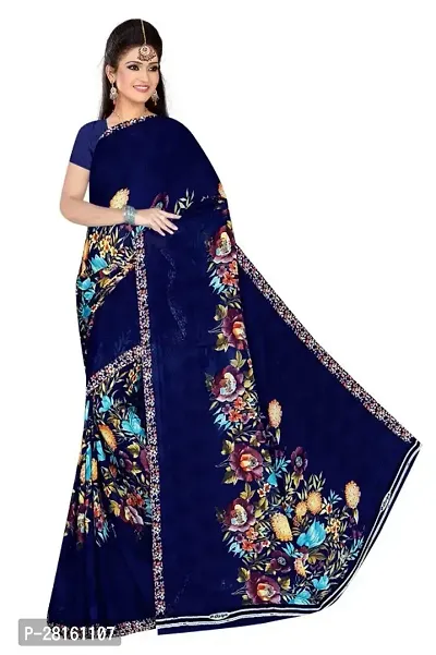 Fancy Georgette Saree With Blouse Piece For Women-thumb0