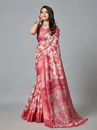 Stylish Pink Cotton Saree With Blouse Piece For Women-thumb3