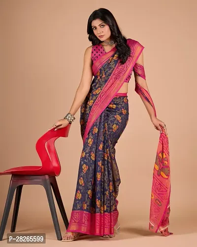 Fancy Brasso Saree With Blouse Piece For Women-thumb0