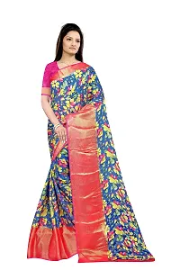 Lovly Women's Printed Moss Chiffon Beautiful Ethinic Wear Saree With Unstiched Blouse Piece (A_V_M_16062069-Turquoise)-thumb2