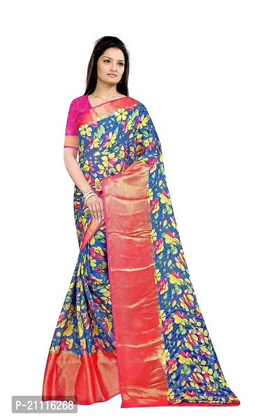 Lovly Women's Printed Moss Chiffon Beautiful Ethinic Wear Saree With Unstiched Blouse Piece (A_V_M_16062069-Turquoise)-thumb3