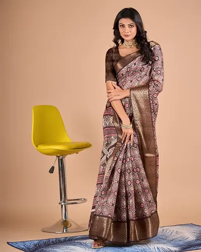 Elegant Linen Saree with Blouse piece 