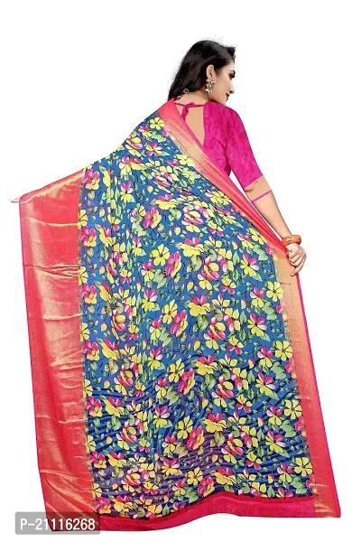 Lovly Women's Printed Moss Chiffon Beautiful Ethinic Wear Saree With Unstiched Blouse Piece (A_V_M_16062069-Turquoise)-thumb4