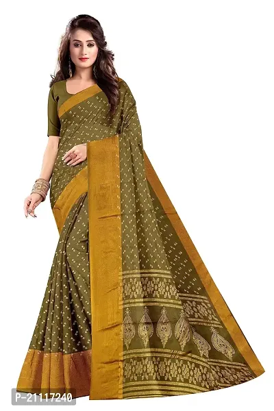 Lovly Women's Foil Print Moss Chiffon Beautiful Ethinic Wear Saree With Unstiched Blouse Piece (A_V_M_16062102-Mahendi)