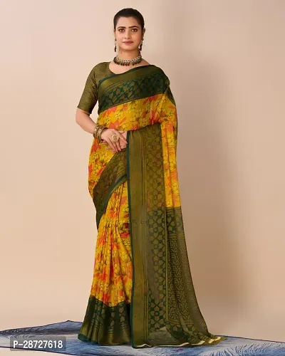 Fancy Chiffon Saree With Blouse Piece For Women-thumb0