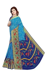 Lovly Women's Printed Moss Chiffon Beautiful Ethinic Wear Saree With Unstiched Blouse Piece (A_V_M_16062086-Turquoise)-thumb1