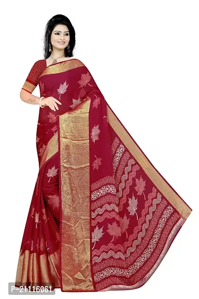 Lovly Women's Printed Moss Chiffon Beautiful Ethinic Wear Saree With Unstiched Blouse Piece (A_V_M_16062094-Wine)-thumb0