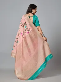 Stylish Pink Cotton Saree With Blouse Piece For Women-thumb1