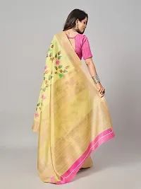 Stylish Yellow Cotton Saree With Blouse Piece For Women-thumb1