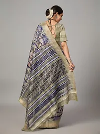 Stylish Multicoloured Cotton Saree With Blouse Piece For Women-thumb1