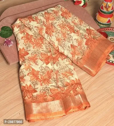 Fancy Linen Saree With Blouse Piece For Women